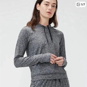Outdoor Voices Heather Gray Cloud Knit long Sleeve Hoodie Activewear Top